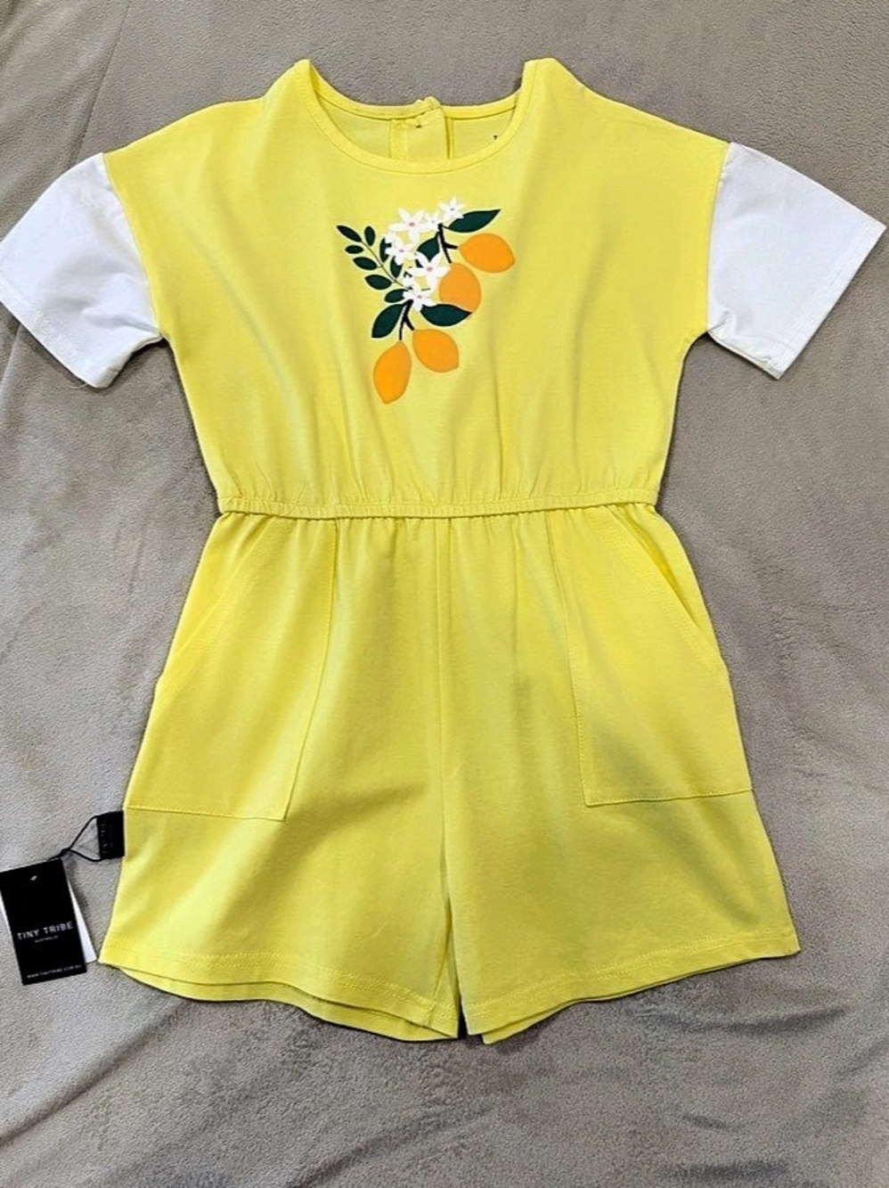 Tiny Tribe Girls Lemon Romper- Size 7